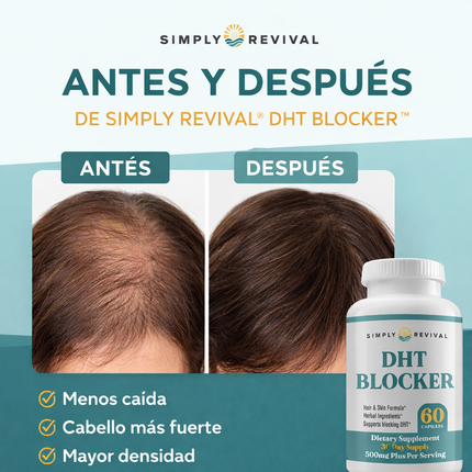 Simply Revival® DHT Blocker™  Bloqueador Herbal de DHT para el Crecimiento y Fortalecimiento Capilar.