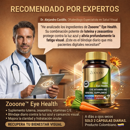 Zooone™ Protección Avanzada para los ojos con Luteína, Zinc y Vitaminas E, no los descuides empieza hoy mismo.