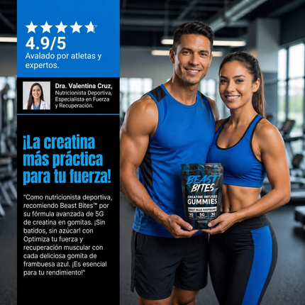 Beast Bites™ Creatina en Gomitas Veganas Sin Azúcar, Fuerza, y Recuperación Muscular rapida, que esperas para probarlas