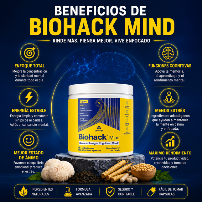 LevelUp Biohack Mind™  Potencia tu mente: energía, memoria y enfoque