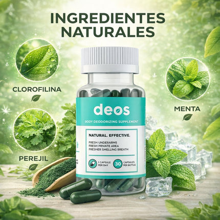 DEOS®  El Desodorante Interno Natural que Elimina el Olor Corporal desde Dentro, empieza hoy mismo