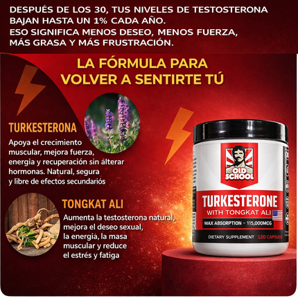 Turkesterone Complex™  Old School Labs Mas rendimiento, mas fuerza y mejor estado fisico.