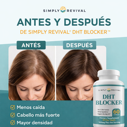 Simply Revival® DHT Blocker™  Bloqueador Herbal de DHT para el Crecimiento y Fortalecimiento Capilar.