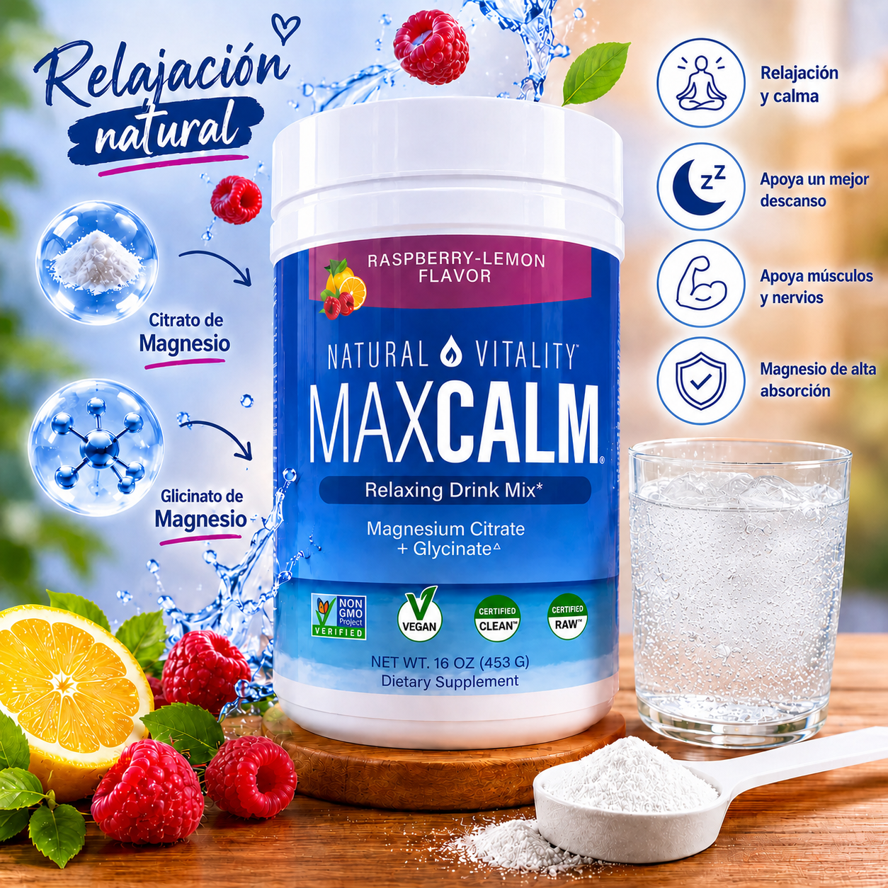 MAX CALM Bebida Relajante de Magnesio