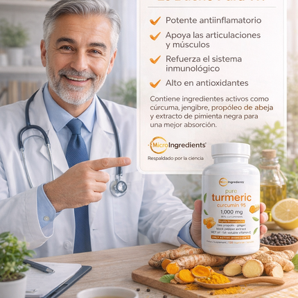 Turmeric Curcumin 95% de MicroIngredients®  120 Capsulas, Ayuda a tus Articulaciones a sentirse mejor