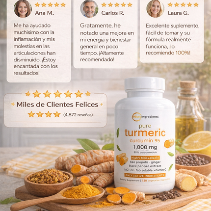 Turmeric Curcumin 95% de MicroIngredients®  120 Capsulas, Ayuda a tus Articulaciones a sentirse mejor