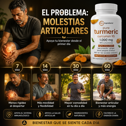 Turmeric Curcumin 95% de MicroIngredients®  120 Capsulas, Ayuda a tus Articulaciones a sentirse mejor