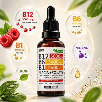 Nusava™ Vitamina B12 Complejo Líquido 5000 mcg Energía y enfoque rapido