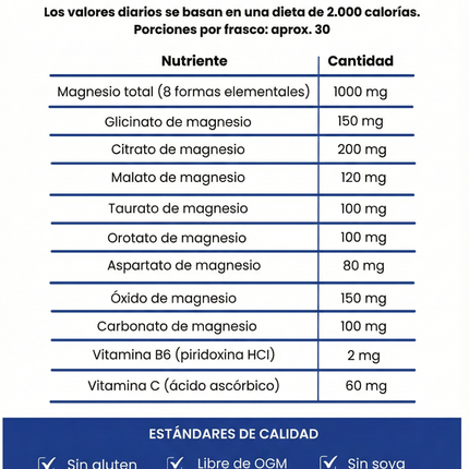 Complejo de Magnesio para Dormir Mejor, Relajar Músculos y Reducir Estrés