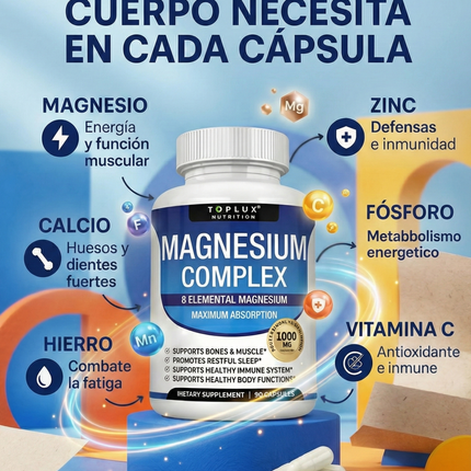 Complejo de Magnesio para Dormir Mejor, Relajar Músculos y Reducir Estrés