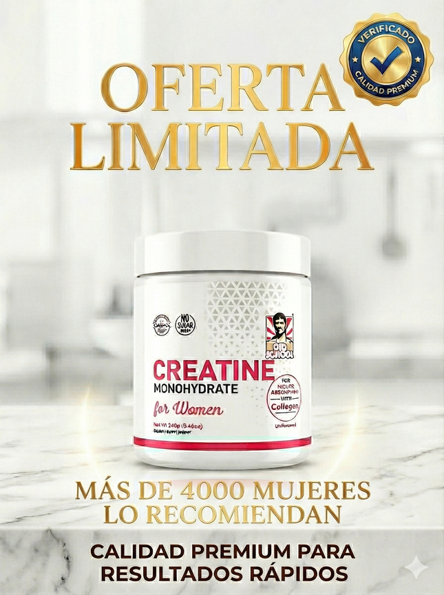 Creatina para Mujeres Old School Labs® Más Fuerza, Más Glúteo, Más Resultados