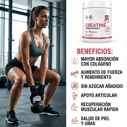 Creatina para Mujeres Old School Labs® Más Fuerza, Más Glúteo, Más Resultados