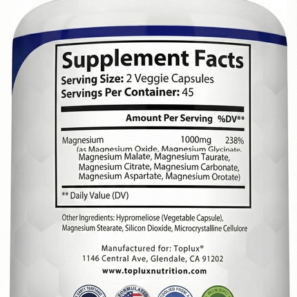 Complejo de Magnesio para Dormir Mejor, Relajar Músculos y Reducir Estrés