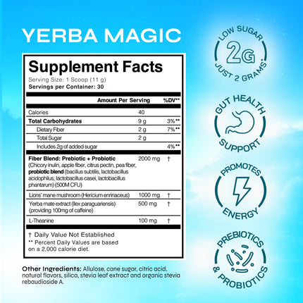 Yerba Magic Peach Mango Brainista™ Fórmula Natural para Elevar la Energía, Mejorar la Digestión y Reducir la Hinchazón
