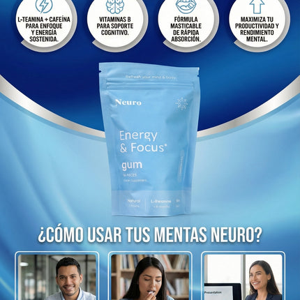 Neuro Energy & Focus Gum™  Activa tu mente y vuelve a concentrarte en minutos, empieza desde hoy