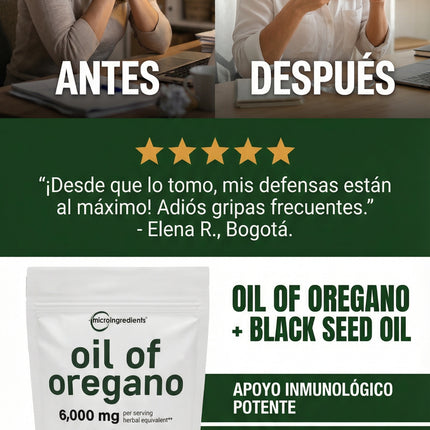 Oil of Oregano  Microingredients® Fórmula 2 en 1 y Defensa Antioxidante para el cuerpo, protejelo desde hoy