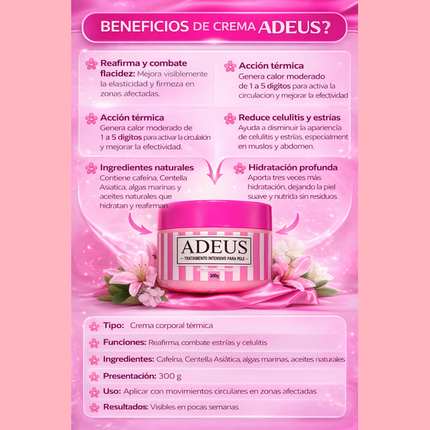 Crema ADEUS™: Reafirma, Hidrata y Combate Estrías.