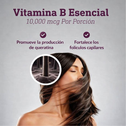 Advanced Hair Growth, Biotina 10,000 mcg para revivir la vitalidad del Cabello, Piel y Uñas