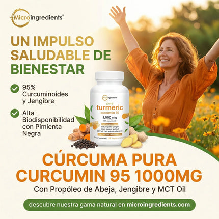 Turmeric Curcumin 95% de MicroIngredients®  120 Capsulas, Ayuda a tus Articulaciones a sentirse mejor