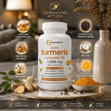 Turmeric Curcumin 95% de MicroIngredients®  120 Capsulas, Ayuda a tus Articulaciones a sentirse mejor