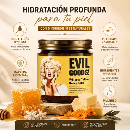 EVIL GOODS™ Bálsamo Batido de Sebo y Miel – Hidratación y Nutrición Profunda, empieza hoy!!