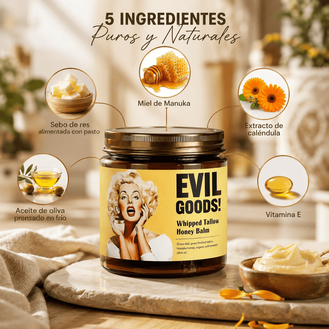 EVIL GOODS™ Bálsamo Batido de Sebo y Miel – Hidratación y Nutrición Profunda, empieza hoy!!