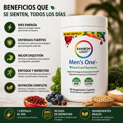 Multivitamínico Rainbow Light® Recupera Energía, Inmunidad y Salud Digestiva, empieza a cuidarte hoy.