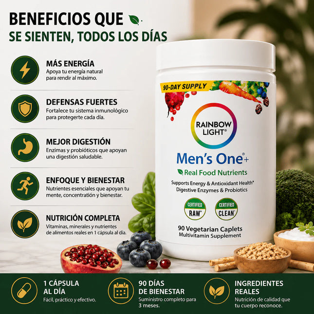 Multivitamínico Rainbow Light® Recupera Energía, Inmunidad y Salud Digestiva, empieza a cuidarte hoy.