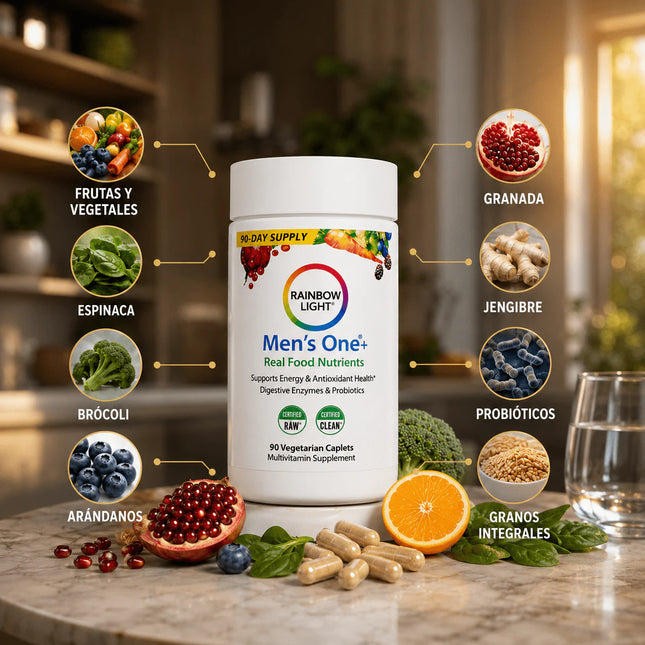 Multivitamínico Rainbow Light® Recupera Energía, Inmunidad y Salud Digestiva, empieza a cuidarte hoy.