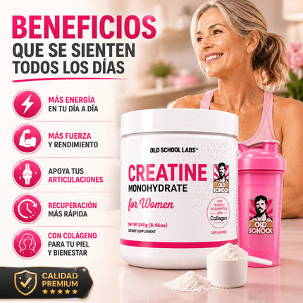 Creatina para Mujeres Old School Labs® Más Fuerza, Más Glúteo, Más Resultados