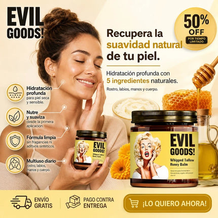 EVIL GOODS™ Bálsamo Batido de Sebo y Miel – Hidratación y Nutrición Profunda, empieza hoy!!