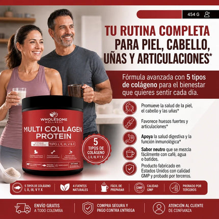 MULTICOLLAGEN PROTEIN™ 5 Tipos de Colágeno para Piel, Cabello, Uñas y Articulaciones, empieza hoy!!