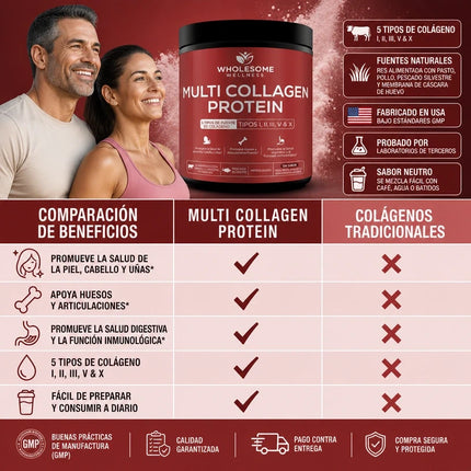 MULTICOLLAGEN PROTEIN™ 5 Tipos de Colágeno para Piel, Cabello, Uñas y Articulaciones, empieza hoy!!