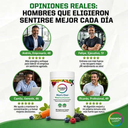 Multivitamínico Rainbow Light® Recupera Energía, Inmunidad y Salud Digestiva, empieza a cuidarte hoy.