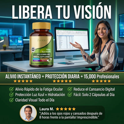 Zooone™ Protección Avanzada para los ojos con Luteína, Zinc y Vitaminas E, no los descuides empieza hoy mismo.