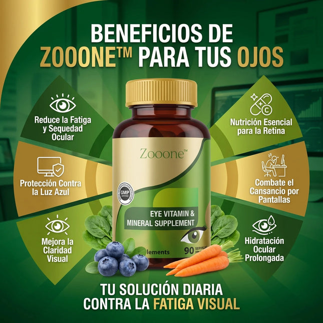 Zooone™ Protección Avanzada para los ojos con Luteína, Zinc y Vitaminas E, no los descuides empieza hoy mismo.
