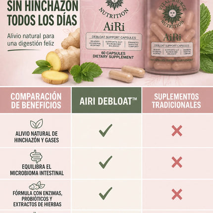 AiRi Debloat™ | Enzimas + Probióticos para una Digestión Ligera y Sin Inflamación