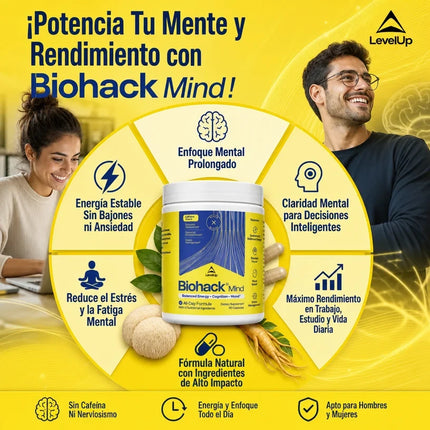 LevelUp Biohack Mind™  Potencia tu mente: energía, memoria y enfoque