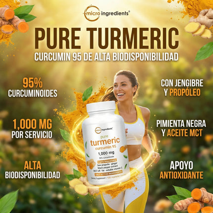 Turmeric Curcumin 95% de MicroIngredients®  120 Capsulas, Ayuda a tus Articulaciones a sentirse mejor
