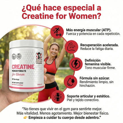 Creatina para Mujeres Old School Labs® Más Fuerza, Más Glúteo, Más Recuperación, la Original!!
