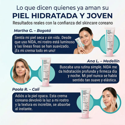 NIDA® Crema Hidratante Anti-Edad Coreana, empieza a cuidar tu piel desde hoy, obsequio sorpresa