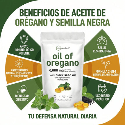 Oil of Oregano  Microingredients® Fórmula 2 en 1 y Defensa Antioxidante para el cuerpo, protejelo desde hoy