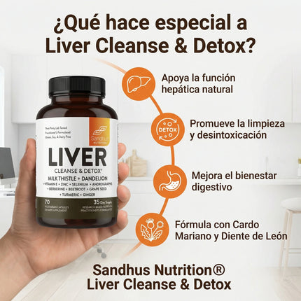 Liver Cleanse & Detox Sandhus Nutrition®  Ayuda a que tu Hígado Funcione Mejor,  inicia desde hoy